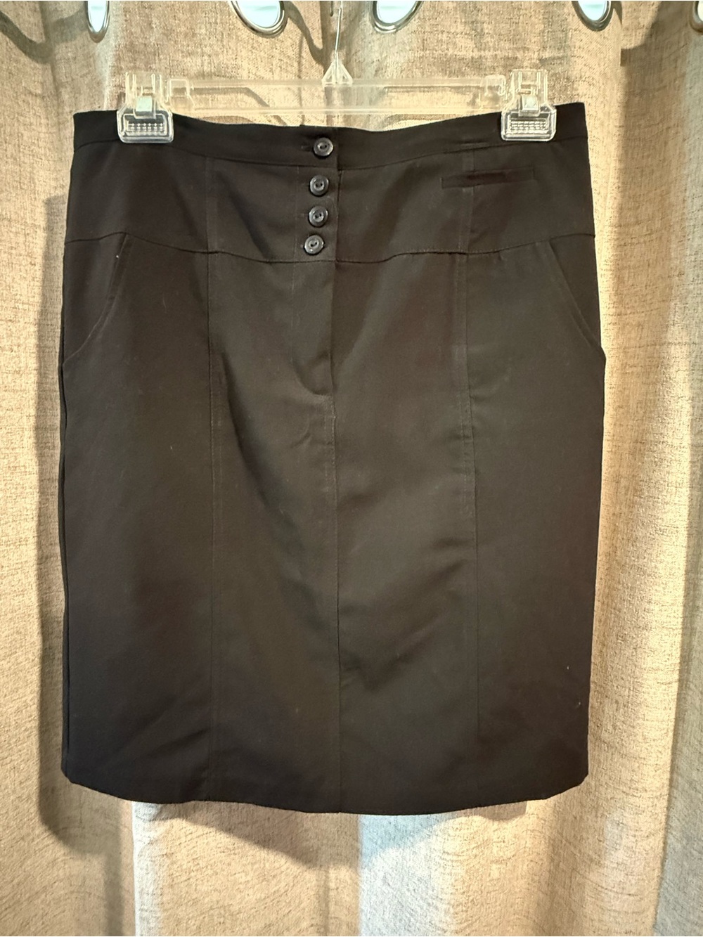 AGB Black High-Waist Button Pencil Skirt